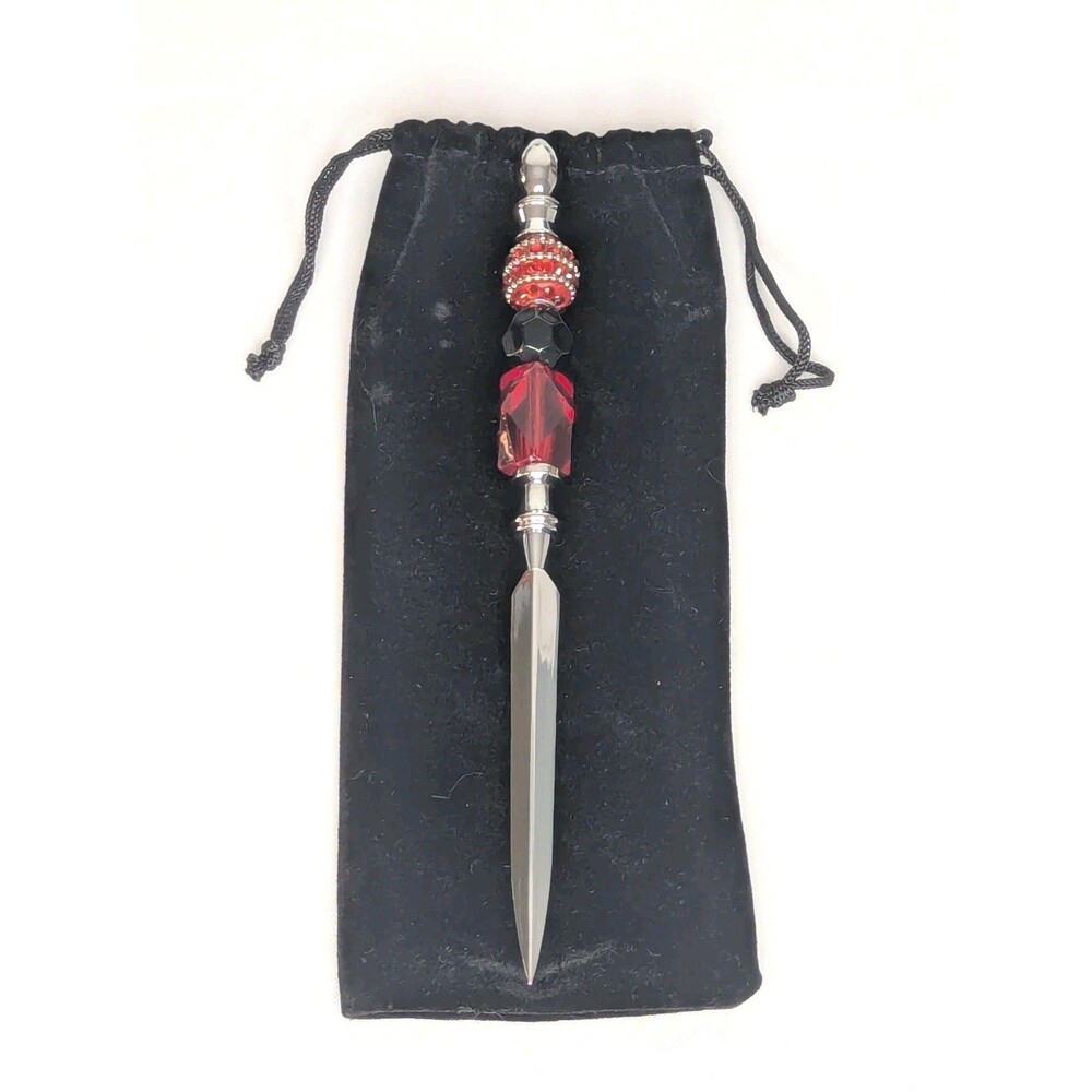 Letter Opener - Red, Black, Silver Handmade Gift Idea NEW
